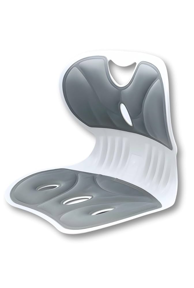 グレーの姿勢矯正チェア 姿勢サポートチェア (硬め) 姿勢矯正 姿勢が良くなる 背筋伸びる